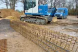 Bewehrungskorb der Tenniswand auf der neuen Freisportanlage für die Fakultät für Sportwissenschaft.