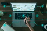 Laptop mit Netzwerk-Darstellung