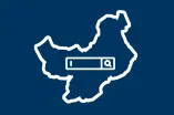 Stilisiertes Logo für das digitale Recherchemodul bestehend aus der Kontur der Henne innerhalb derer sich eine Suchleiste befindet