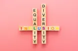 Die Wörter Equality, Diversity und Inclusion als Scrabblesteine