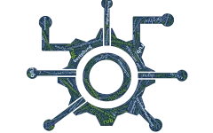 Grafik: Zeichnung eines Graphen mit dekorativ integrierten Wort-Elementen aus dem Bereich der digitalen Beschaffung. 