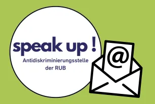 Das Logo der Antidiskriminierungsstelle und ein E-Mail-Symbol