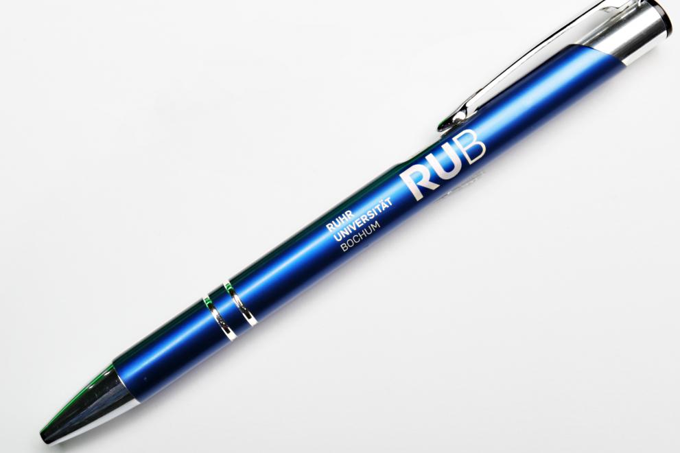 Blue metal ballpoint pen 
