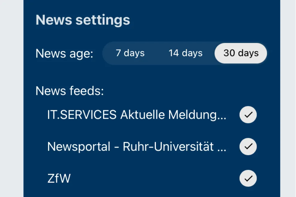 Settings newsfeeds RUB mobile
