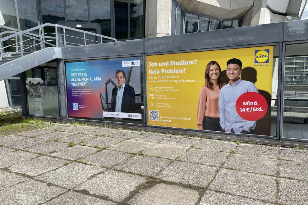 Photo: Banners at the transition between Audimax and Mensa (canteen)