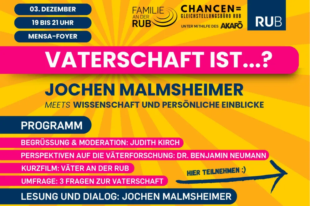 Einladung für die Veranstaltung: "Vaterschaft ist...?" Jochen Malmsheimer meets Wissenschaft und persönliche Einblicke 