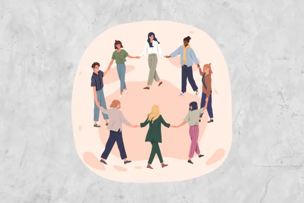 Grafische Darstellung Tanzkreis mit verschiedenen Personen 